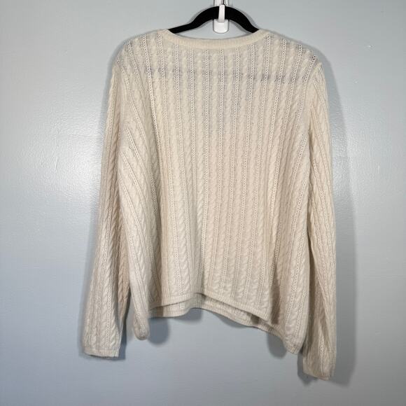 Talbots Plus Size 2X Cable Knit V Neck Angora Cashmere Blend Sweater Petite - Picture 2 of 6